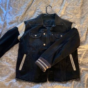 All saints Jean jacket with partial white leather sleeves